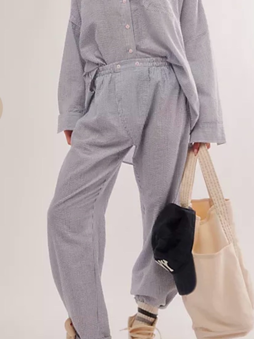 FREE PEOPLE INTIMATELY CLOUD TEN LOUNGE PANTS - NAVY COMBO